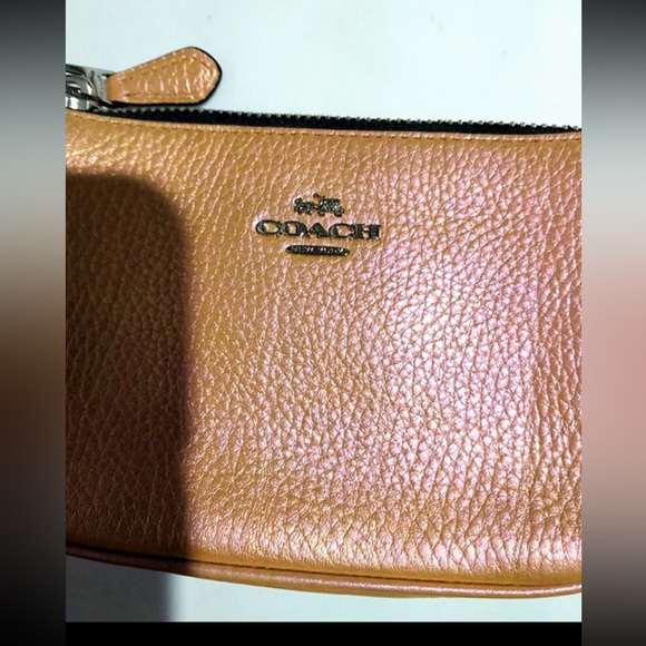 Coach IridescentBAG pink gold green peach purse leather hologram oil slick